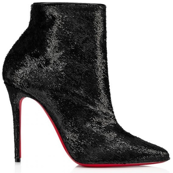 Christian Louboutin Black Velours So Kate Booty 100 Ankle Boots Pointed Toe 35 - Picture 1 of 6
